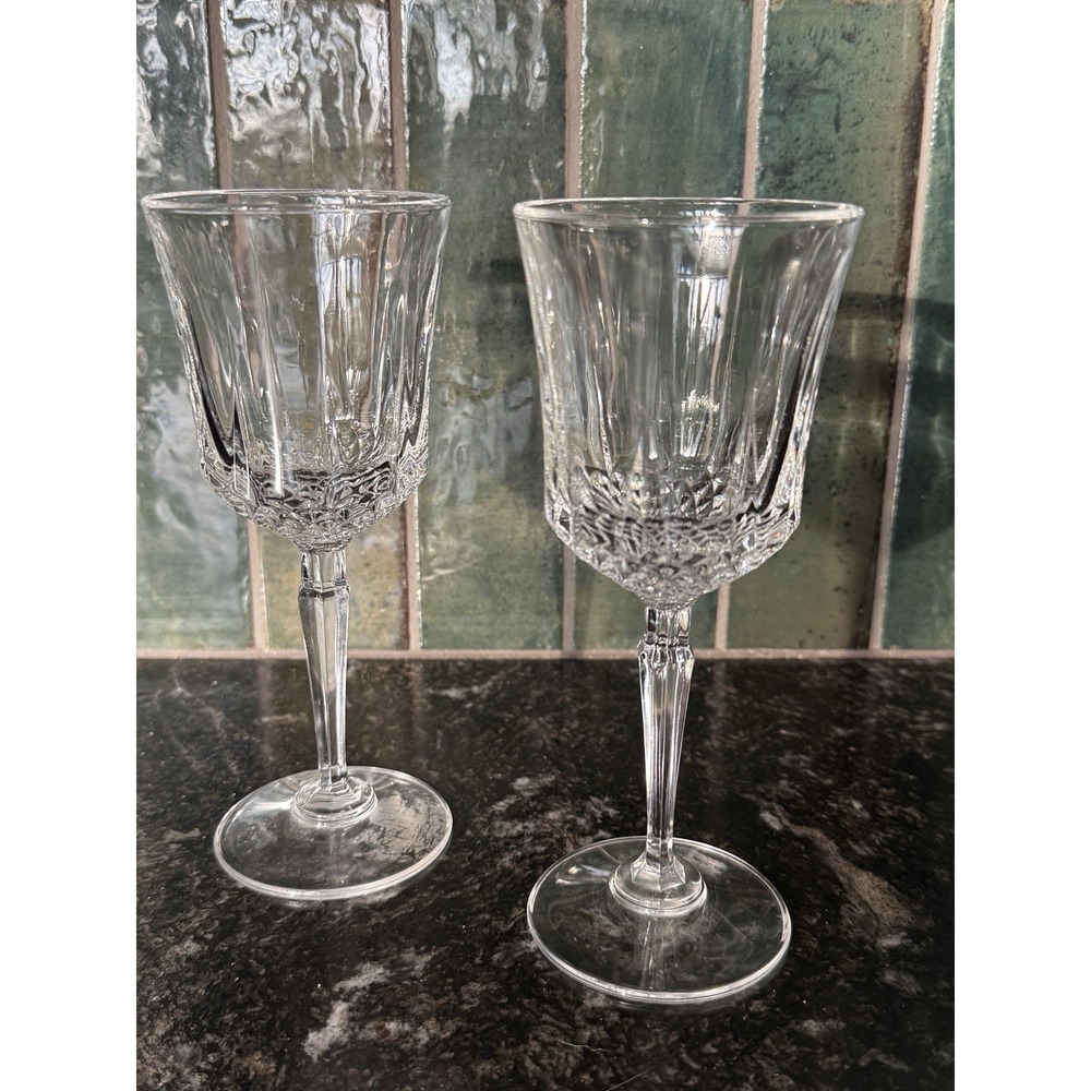 2 Vintage Cristal d' Arques Longchamp Lead Crystal Wine Glasses Champagne